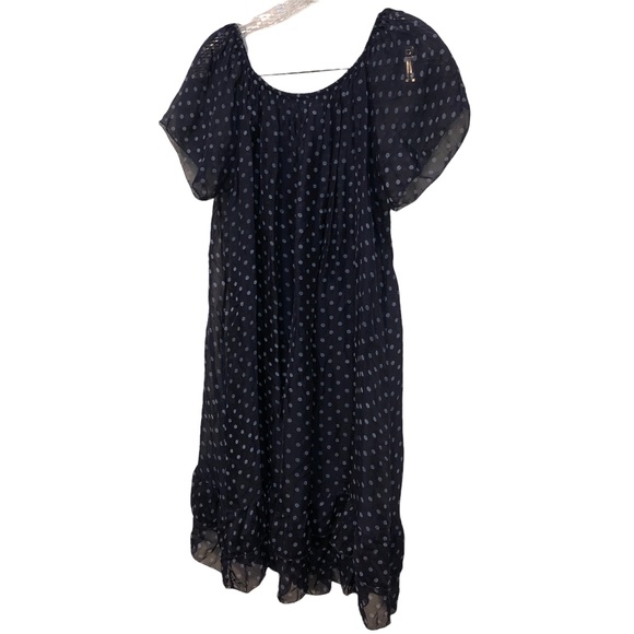 GIUSY Italy silk ble polka dot flutter sleeve dress XS ADORABLE - Picture 1 of 3